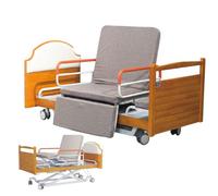 Lit d'hôpital 5 en 1 à Hauteur réglable, lit médicalisé entièrement électrique avec Fonction de Rotation, Aide-Soignant avec Matelas, jusqu'à 530 LB (205 x 98 x 59 cm)