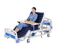 Lit d'hôpital médical avec matelas et perche IV - 10 fonctions, capacité jusqu'à 250 kg, roulettes verrouillables de 12,7 cm pour un usage domestique, matelas éponge inclus