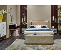 Lit d'hôtel de luxe Lits design Coussins métal Cuir Chambre à coucher XXL 180x200 Nouveau