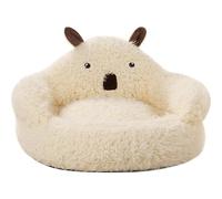Lit d'intérieur en peluche pour chaton avec dossier haut et coussin amovible et lavable avec fond antidérapant (50 x 55 x 23 cm)