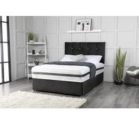 Lit divan avec matelas et tête de lit cubique de 50,8 cm, 2 tiroirs du même côté