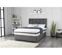 Lit divan avec matelas et tête de lit cubique de 50,8 cm, 2 tiroirs du même côté