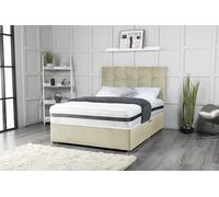 Lit divan avec matelas et tête de lit cubique de 50,8 cm, 2 tiroirs du même côté