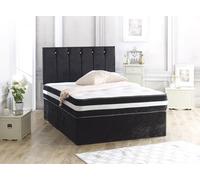 Lit divan en velours écrasé avec matelas et tête de lit en strass de 50,8 cm, 2 tiroirs du même côté