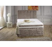 Lit divan en velours écrasé avec matelas et tête de lit en strass de 50,8 cm, 2 tiroirs du même côté