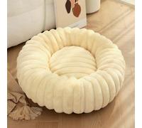 Lit Donut pour Chien,Panier pour Chien et Chat,Canapé Lavable,Coussin Chien Anti Stress Doux et Moelleux,Fond antidérapant,Lit pour Chiens Chats pour Hiver (70cm/27.6in,Beige)