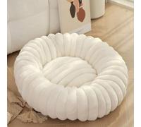 Lit Donut pour Chien,Panier pour Chien et Chat,Canapé Lavable,Coussin Chien Anti Stress Doux et Moelleux,Fond antidérapant,Lit pour Chiens Chats pour Hiver (60cm/23.6in,Blanc)