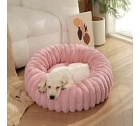 Lit Donut pour Chiens et Chats, Chiens Canapé, Panier Chat, Coussin Chat et Chien Anti Stress Apaisant en Peluche, Lits pour Animaux Lavable pour Chats ou Petits Chiens (Rose,L-Ø70cm/27.5in)