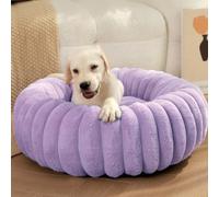 Lit Donut pour Chiens et Chats, Chiens Canapé, Panier Chat, Coussin Chat et Chien Anti Stress Apaisant en Peluche, Lits pour Animaux Lavable pour Chats ou Petits Chiens (Violet,L-Ø70cm/27.5in)