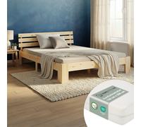 Lit double 120x200 futon en bois cadre de sommier à lattes matelas Homestyle4u