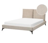 Lit Double 140 x 200 cm en Velours Taupe et Bois à Tête de Lit Rembourrée Melle