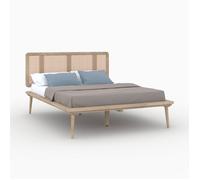 Lit double 140x190 cm en bois et cannage - Adik - Rendez-Vous Déco