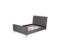 Homestyle4u Lit double Capitonné 140x200 cm Sommier à lattes Gris argenté