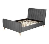 Lit Double 140x200 cm Capitonné Sommier à Lattes Gris Argenté Gris G