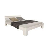 Homestyle4u - Lit double Blanc G 140x200 en pin massif blanc matelas et sommier à lattes inclus