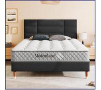 Lit Double 140x200cm avec Matelas 7 Zones Orthopédique - Structure en Lin Noir All-Match