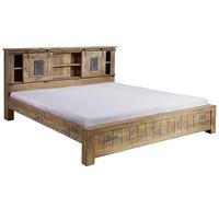 Lit Double 140x200cm - Bois Massif de manguier laqué (Bois Naturel) - Railway #172