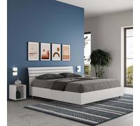 Lit double 160 x 190 cm design coffre bois blanc Ankel Nod