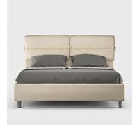 Lit rembourrée coffre 160x190 similicuir taupe Nandy -