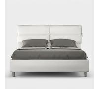 Lit rembourrée coffre 160x190 similicuir blanc Nandy -