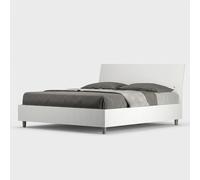 Lit double 160x190 design moderne blanc avec sommier et tête de lit Demas