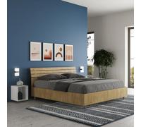 Lit double 160x190 in en bois sans sommier tête inclinée Ankel