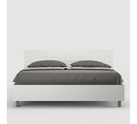 Lit double 160x190cm en bois blanc avec sommier et tête de lit Ankel