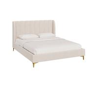 Lit double 160x200 cm en tissu beige et pieds doré - Koda - Rendez-Vous Déco