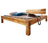 Lit Double 180x200cm - Bois Massif de chêne Sauvage huilé (Bois Naturel) - JANGALI #612