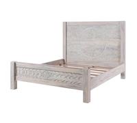 Lit double 186x220 Manguier huilé Blanc KASHMIR N° 103