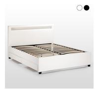 Lit double à 2 places avec coffre et sommier à lattes 160x190 Geneva King, Couleur: Blanc