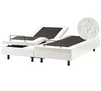 Lit Double à Réglage Électrique avec Télécommande sans Tête de Lit 180 x 200 cm en Bouclé Blanc Cassé Duke