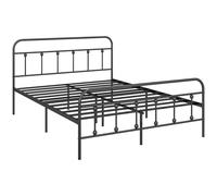 HOMCOM Cadre de lit 140 x 200 cm lit 2 Personnes en Acier avec sommier à Lattes, tête et Pied, Hauteur 33 cm avec Rangement, Charge 330Kg, Noir