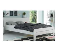 Lit double adult DALLAS 120x200 Bois Massif, Sommier à Lattes en Bois, Tête de lit , Assemblage Facile (BLANC) Interbeds