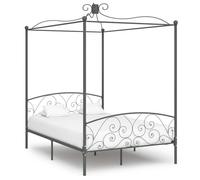 Lit Double Adulte Cadre de lit à baldaquin - SOLOMON - gris métal 120x200 cm JILL'S 25305