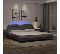 Lit Double Adulte Cadre de lit avec LED - SOLOMON - gris 200x200 cm JILL'S 11300