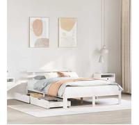 Lit Double Adulte Cadre de lit avec tiroirs - SOLOMON - blanc 140x190 cm JILL'S 46992