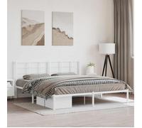 Lit Double Adulte Cadre de lit métal - SOLOMON - et Tête de Lit - blanc 183x213 cm JILL'S 85866