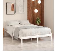 Lit Double Adulte Cadre de lit - SOLOMON - blanc bois massif 140x190 cm JILL'S 98299