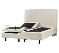 Lit Double Ajustable Moderne en Tissu 160 x 200 cm Electrique Réglable avec Télécommande Beige Clair Duke II