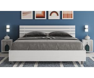 Lit double Ankel avec tête de lit en mélamine : Tête de lit inclinée / Avec sommier / Noyer