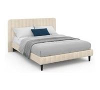 IDMarket - Lit Double Annie avec tête de lit et sommier 140 x 190 cm Velours Beige