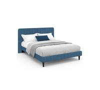 IDMarket - Lit double Annie avec tête de lit et sommier 140 x 190 cm Velours Bleu