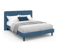 IDMarket - Lit double Annie avec tête de lit et sommier 140 x 190 cm Velours Bleu
