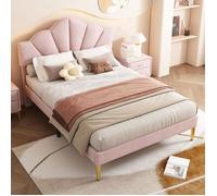 Lit double - AUTREMENT - 140 x 190 cm - Coquillage - Pieds en fer doré - 2 places