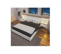 Lit double avec 2 tables de chevet LED et prise USB C 160 x 200 cm Lit en bois incl. 2 tables de chevet Chambre complète