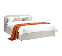 Lit double avec coffre 140x190 cm en tissu gris/beige - Tilly - Rendez-Vous Déco