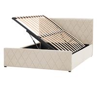 Lit Double avec Coffre de Rangement 140 x 200 cm en Velours Beige Rochefort