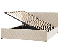 Lit Double avec Coffre de Rangement 180 x 200 cm en Velours Beige Rochefort
