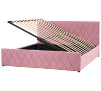 Lit Double avec Coffre de Rangement 180 x 200 cm en Velours Rose Rochefort
